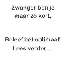 Zwanger ben je 
maar zo kort, 


Beleef het optimaal!
Lees verder ...    